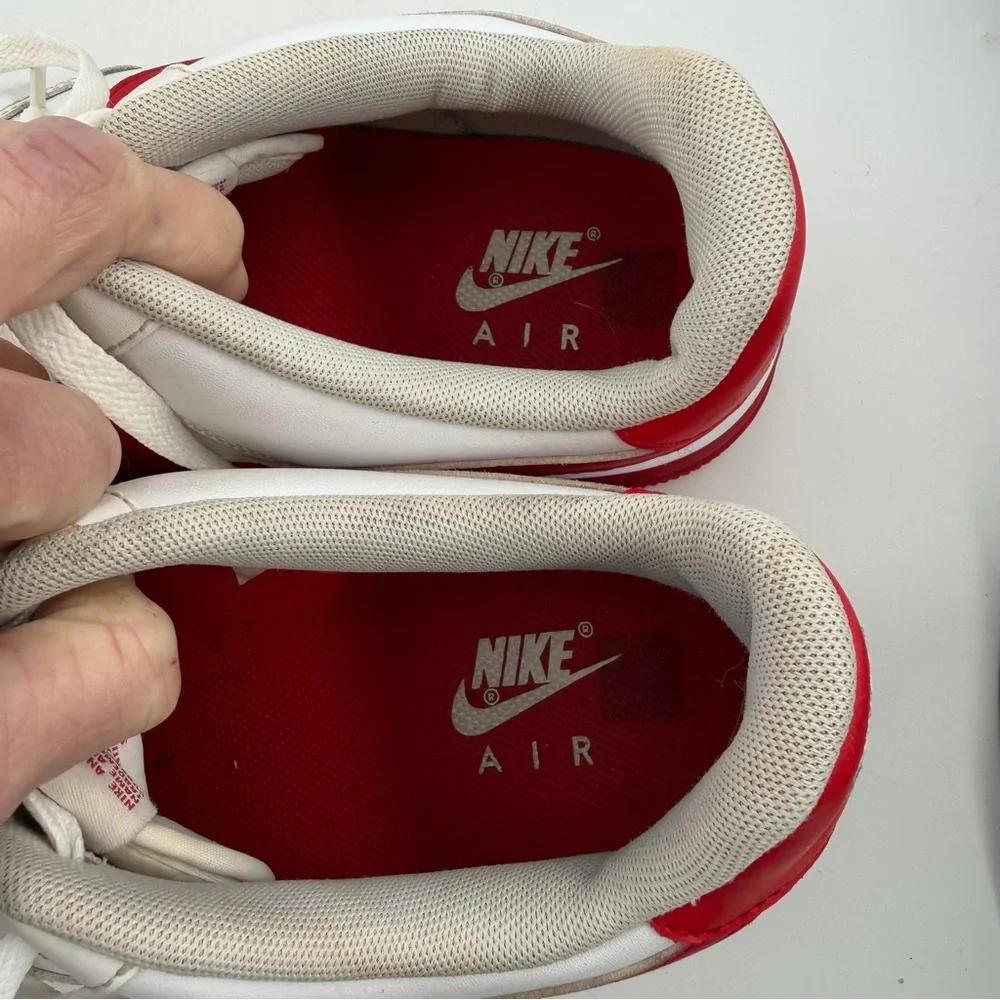 Nike Men’s Air Force 1 ‘07 - SZ 11 - White Red Lace-Up Low Top Shoes Sneakers